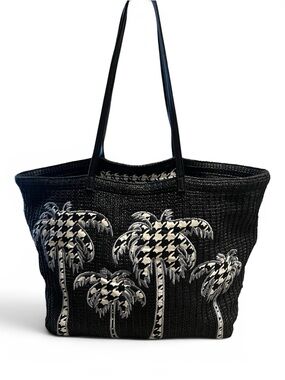 Vera Bradley Woven Palm Tree Houndstooth Appliqué Tote